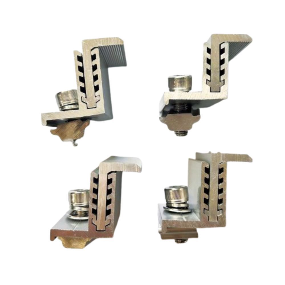 4Pcs Aluminum Solar Panel Clamps Medium Pressure Solar Rail End Clamps Photovoltaic Support