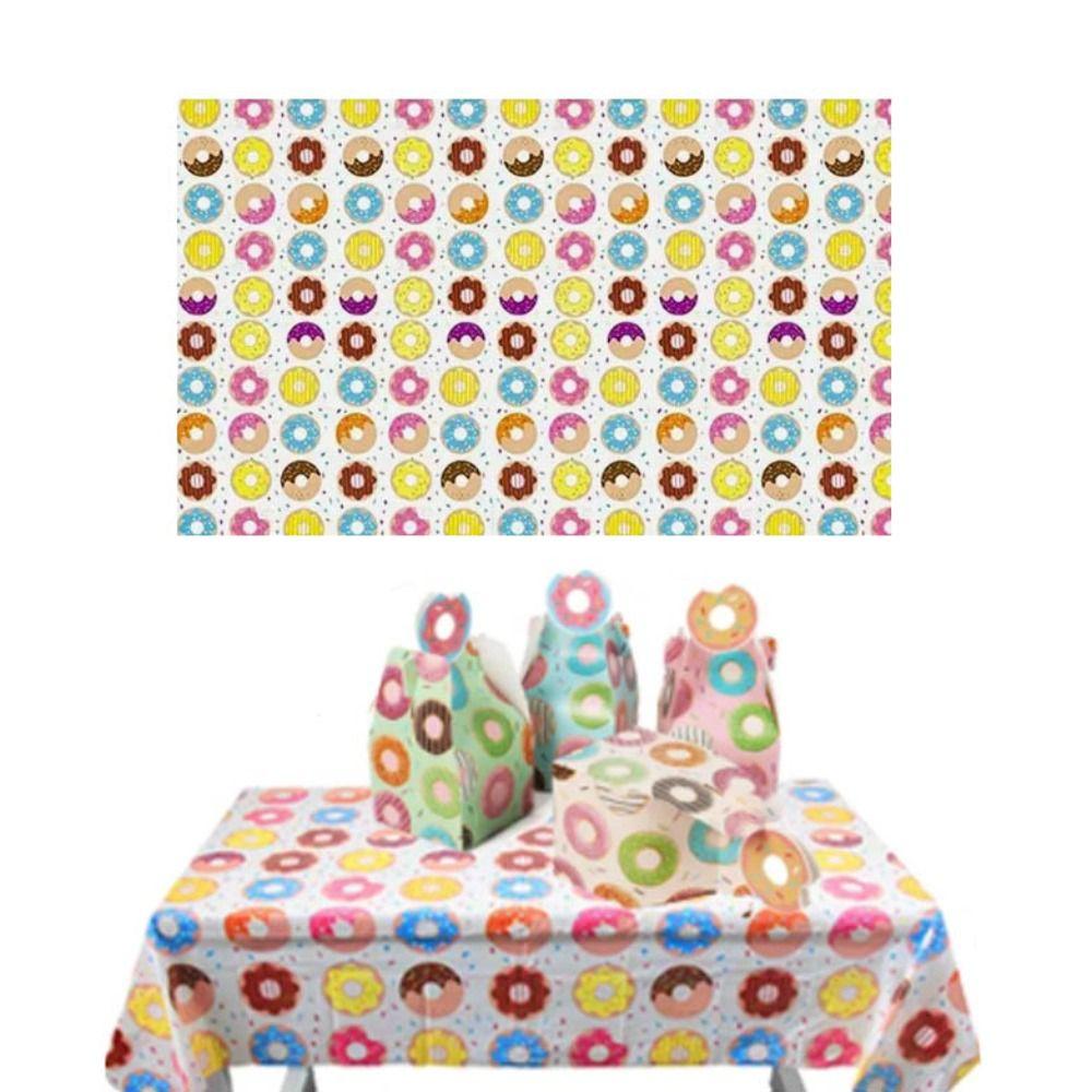 Disposable Donut Table Cover Rectangular Donut Tablecloth Birthday Party   Picnic