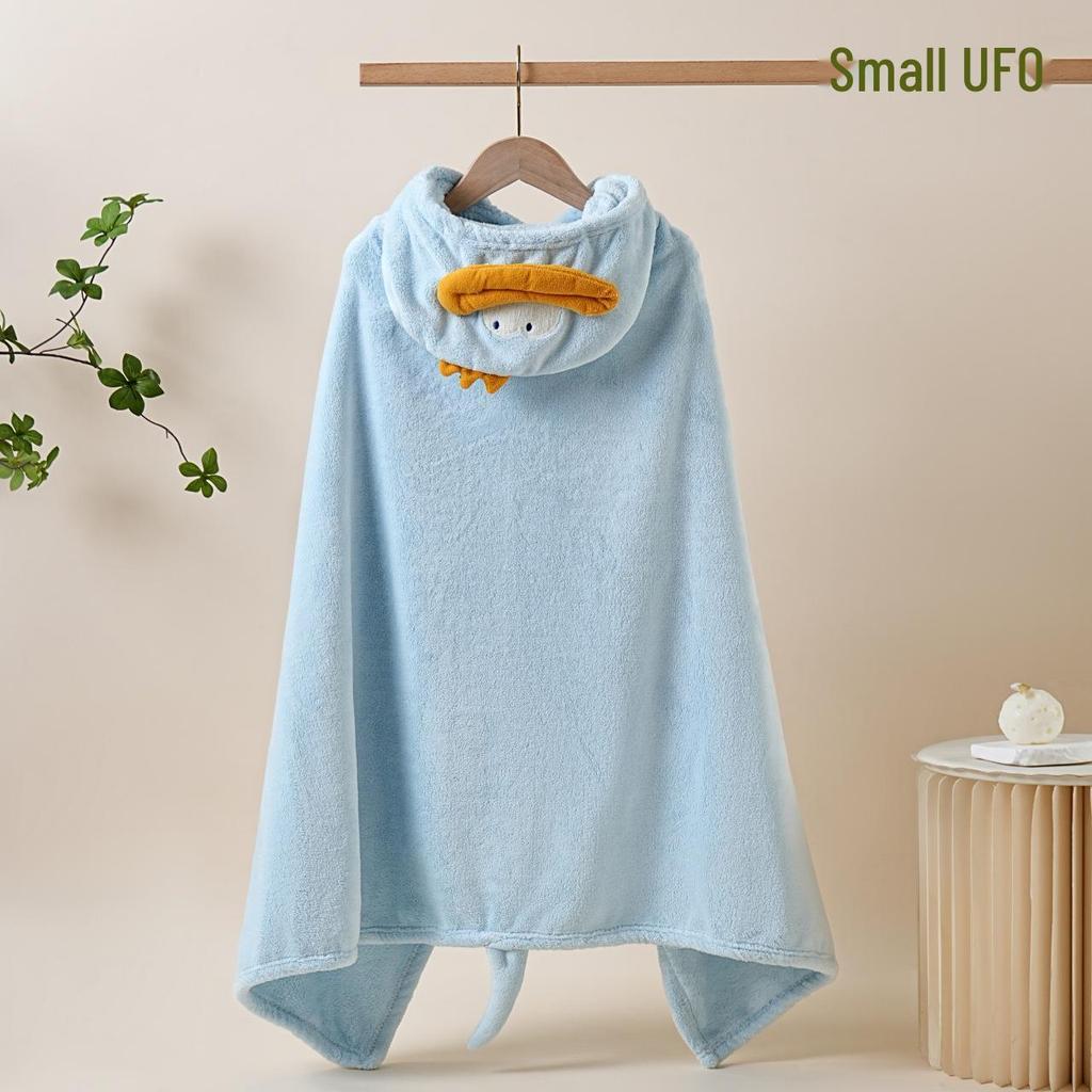 Hooded Coral Fleece Baby Bath Towel Cape - Quick-Dry, Absorbent Swimwear for Children