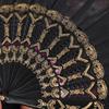 Floral Print Folding Fan Chinese Style Plastic Ribs Hand Held Fan Portable Summer Cooling Fan Dance Performance Party Props