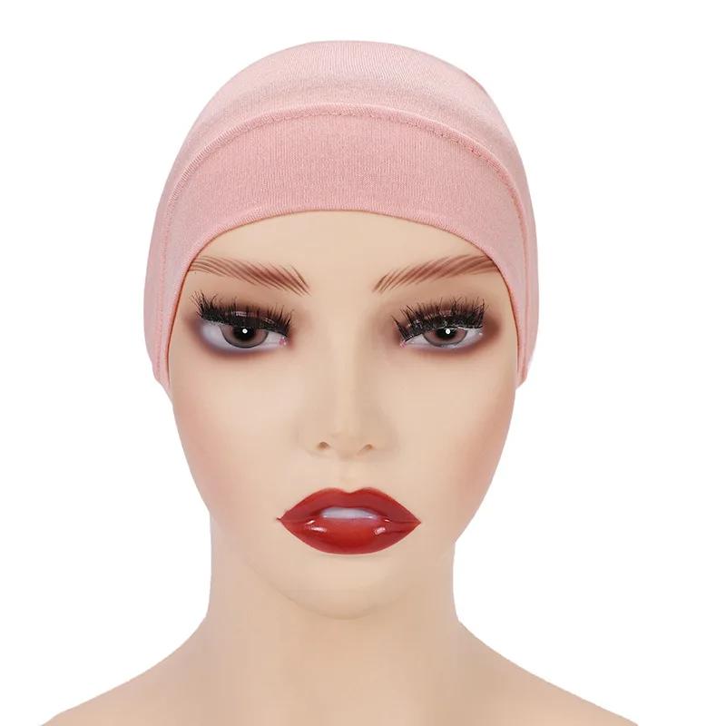 Weiß Beige Rot Grau Damen Innen Hijab Kappe Muslimischer Turban Islamische Unterkappe Weibliches Stirnband Turbante Mujer
