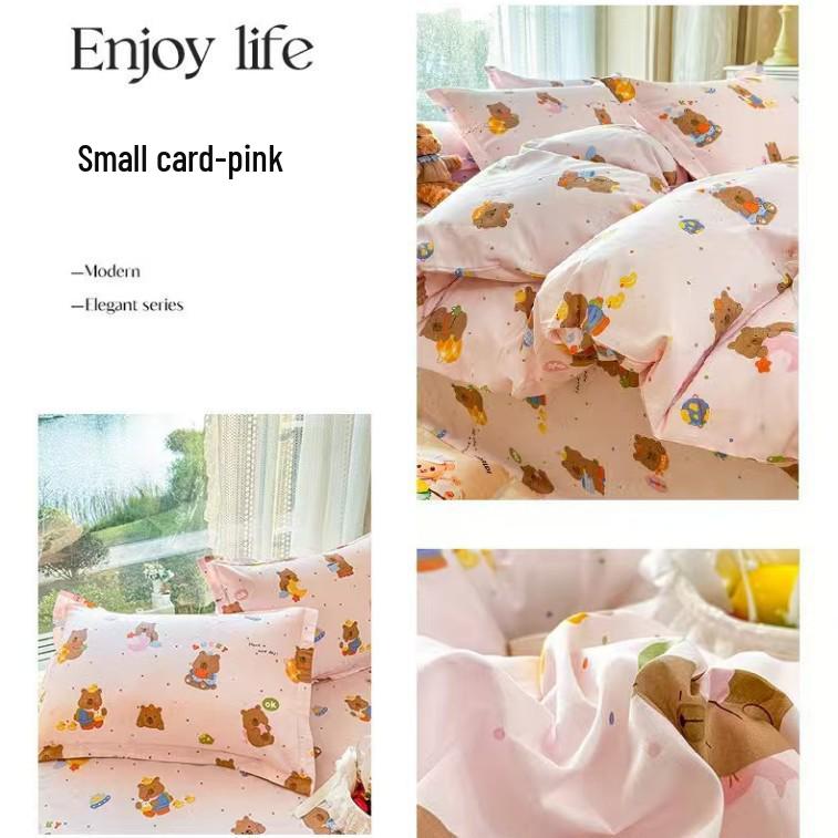 Class A Pure Cotton Bed Sheet, Duvet Cover, and Pillowcase Set – Available in Three-Piece or Four-Piece, All Seasons, Home/Homestay