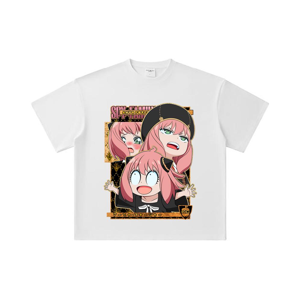 260 GSM Double Yarn 32 Count 100% Cotton Spy Family V12 Anya Print Unisex Heavy Cotton T Shirt