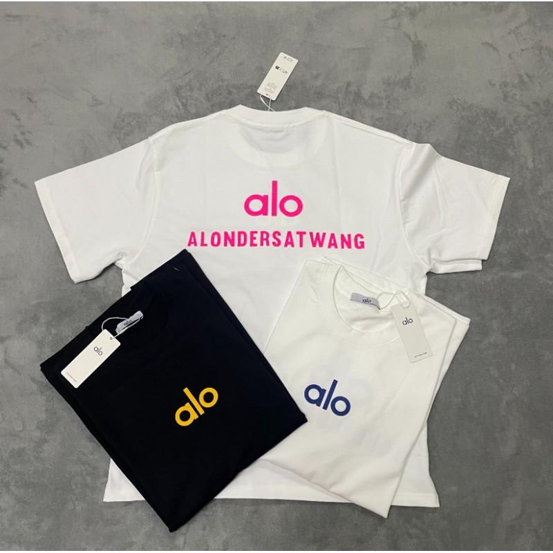 ALO Baumwolle Lockere Passform Unisex Rundhals T-Shirt Streetwear Lässiges Oberteil
