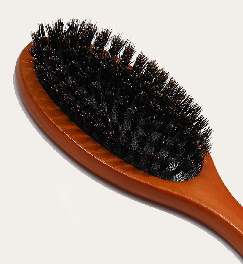 Natural Boar Bristle Hairbrush Massage Comb Anti-static Hair Scalp Paddle Brush Beech Wooden Handle Hair Brush Comb Styling Tool