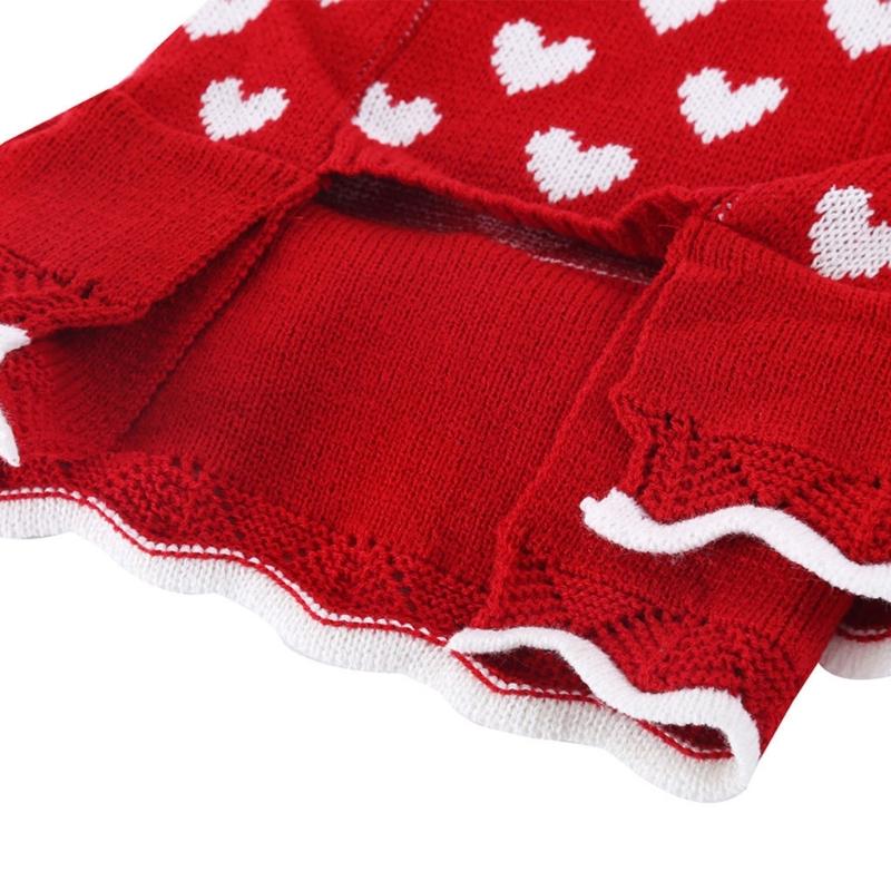 Valentines Day Pet Sweater Dress for Small Dogs All Size Cats Heart Pattern Designs Knitdress Turtleneck Knitwear