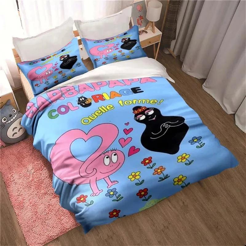 Les Barbapapa Family Cartoon 3 Piece Bedding Set Twin Duvet Cover Set All Season Quilt Cover  Bedding Set Twin Single Boys