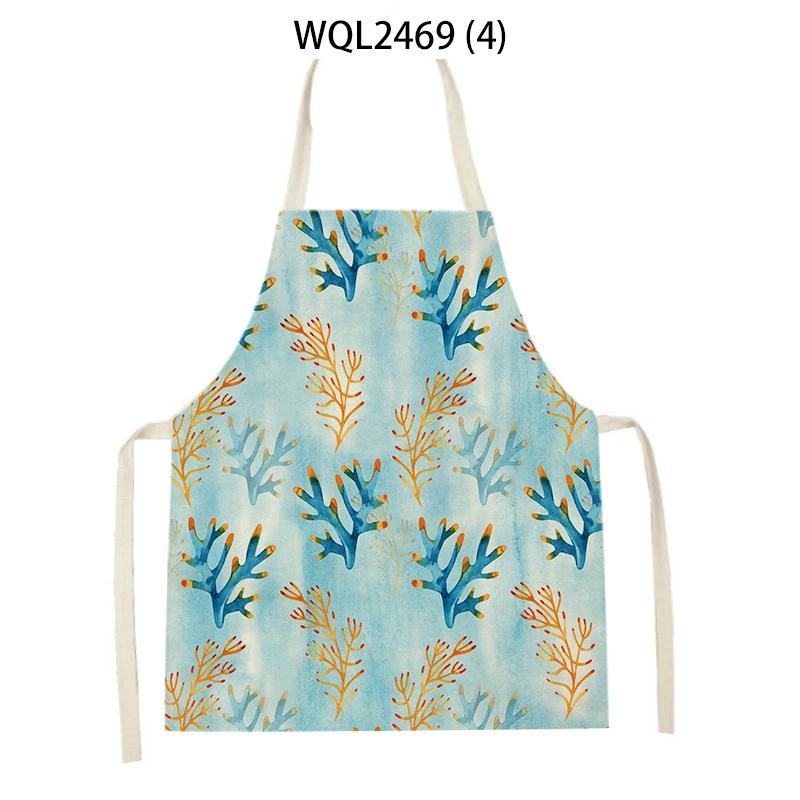 Creative Fish Conch Printed Kitchen Aprons for Women Men Home Cooking Baking Accessories Apron Adult Kids Sleeveless Apron
