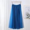 Qooth Women's Slim Skirt Mid Length Gauze Skirt Summer Simple Casual Skirt Fashion Full Dance Skirt QT2588