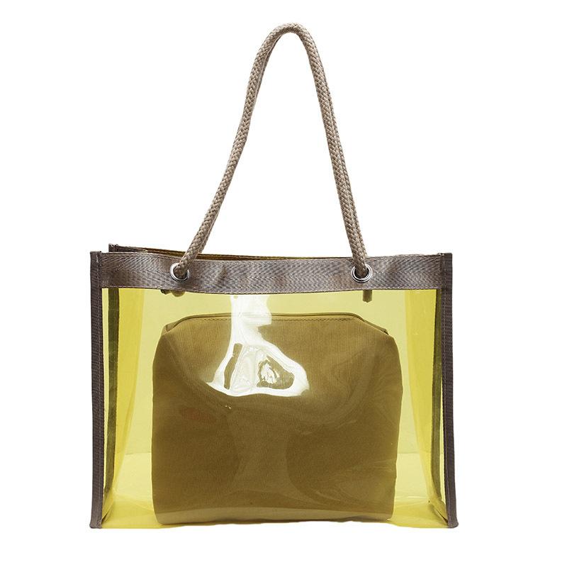 Spring and Summer Popular Transparent Large-capacity Bag Women's New Simple Fashion Trendy Jelly Shoulder Large Bag Casual Tote Bag