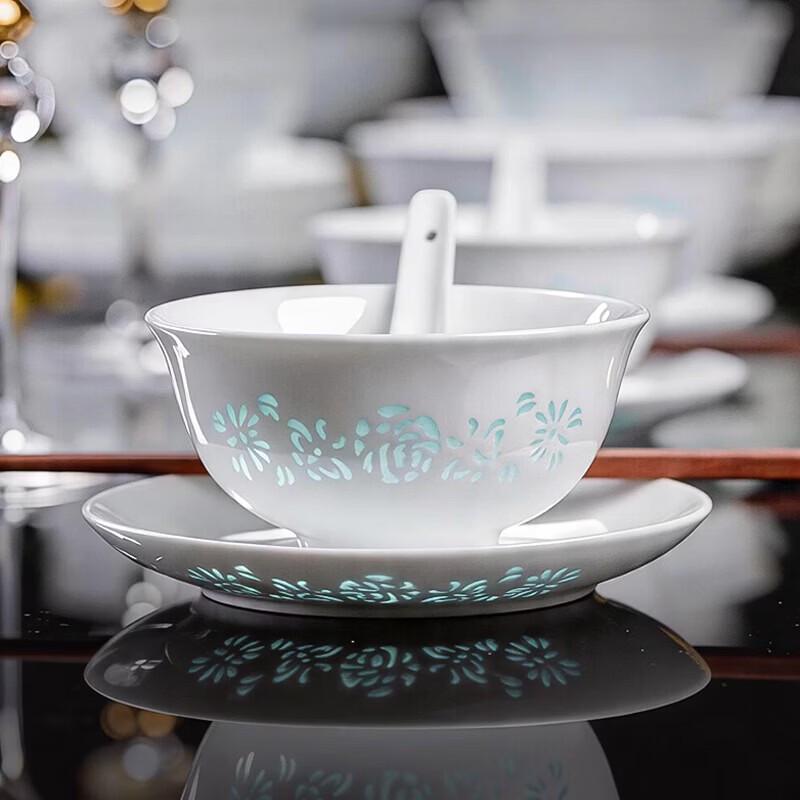 Jingdezhen Linglong High White Porcelain Dinnerware Set