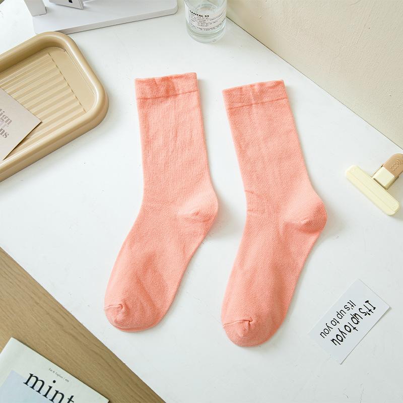 Solid Color Confinement Socks, Medium Socks, Pure Cotton Socks, Summer Thin Candy-Colored Spring And Autumn Stockings, Socks
