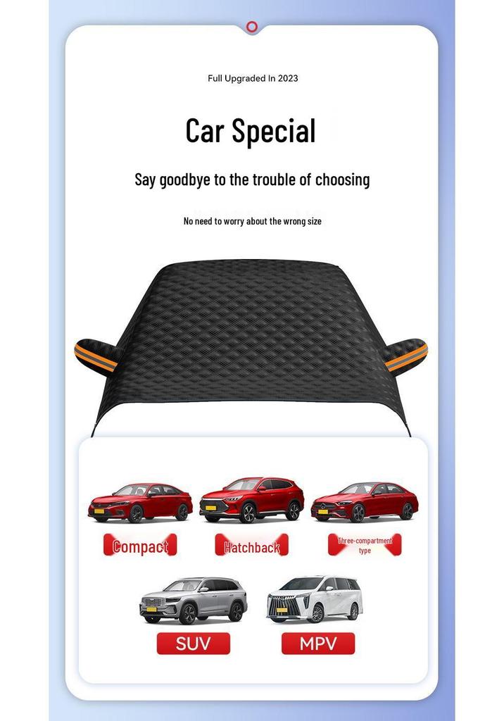 Thickened Windproof Car Snow Cover & Sun Shield - Winter Antifreeze Protection for Windshield