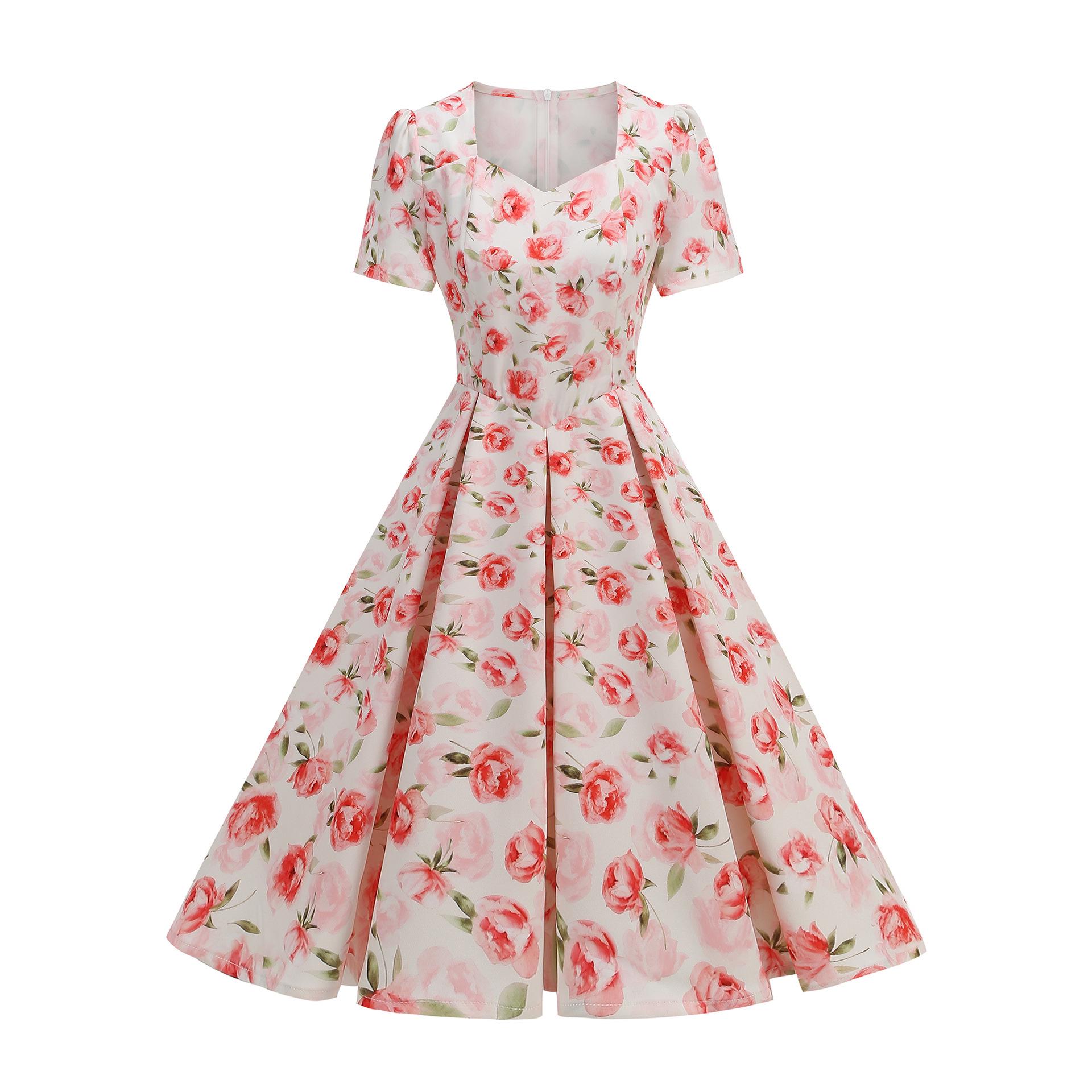 

Винтажное платье в стиле Хепберн с квадратным вырезом для лета XXL