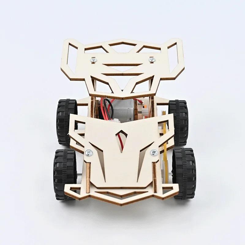 DIY Wooden Remote Control Car Wooden Four Wheel Drive Racing Assembling Science Experiment Kits  Educational Toy