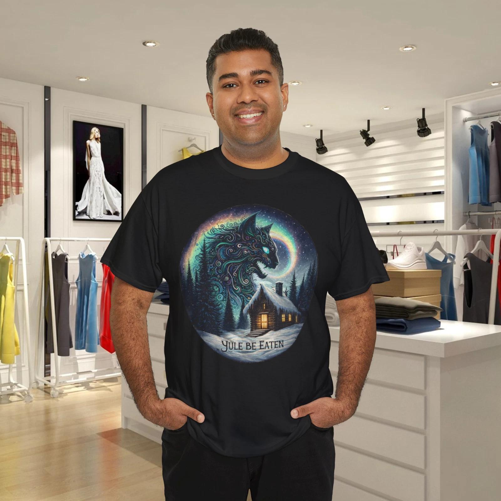 Yule Christmas Cat Yule Be Eaten Jolakotturinn Icelandic T- Shirt M