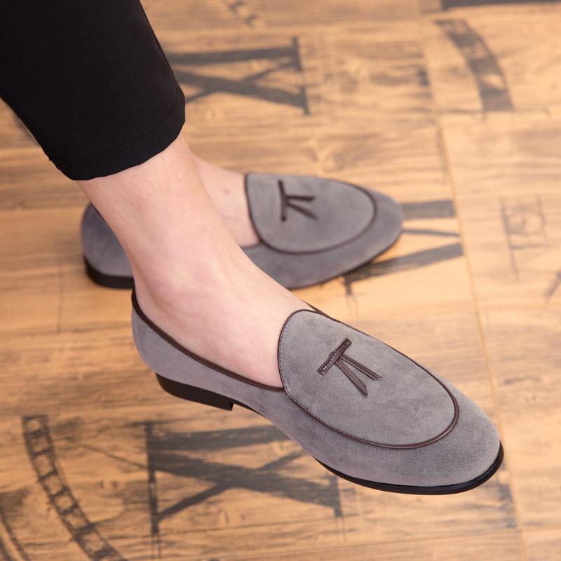 Loafers men Korean version of the trend British fringe men's shoes suede sanded bean shoes a slip-on small leather shoes