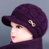 Hat Female Autumn and Winter Rabbit Hair Big Eaves Knitted Hat Old Hat Old Lady Fleece Warm Wool Hat