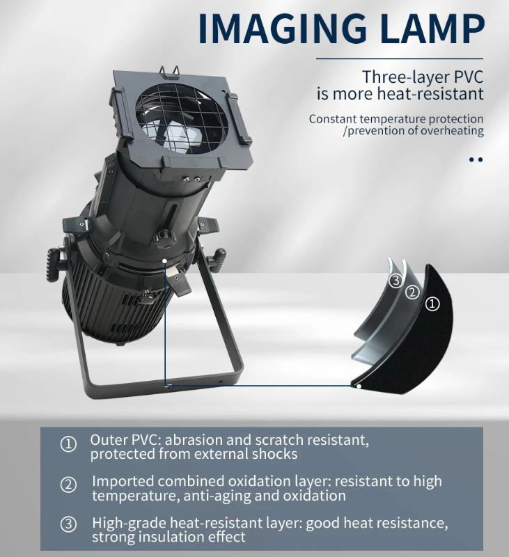 LED 200W Imaging-Licht Profilprojektor Spotlicht Aluminium Professionell Warm/Kaltweiß/RGBW Dmx Party-Lichter Für TV-Studio Theater Atmosphäre