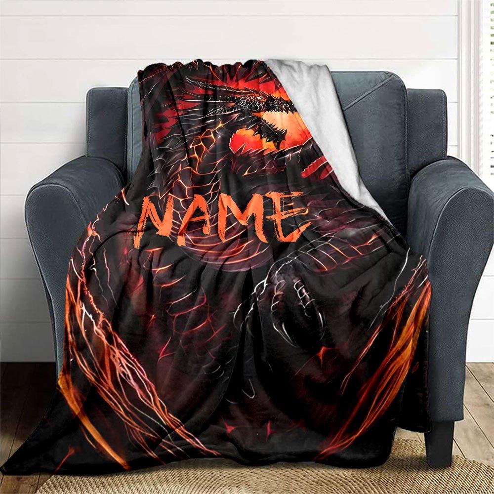 Dragon Art Home Customize Your Name Blankets Comfortable Soft Lightweight All Season Versatile Blanket Perfect For Picnic Sofa Office Bed Living Room