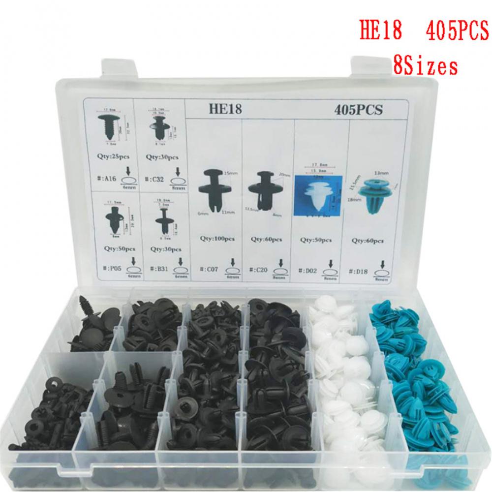 405Pcs Mixed Car Door Panel Bumper Fastener Fixed Clip +6Pcs Repair Removal Tool
