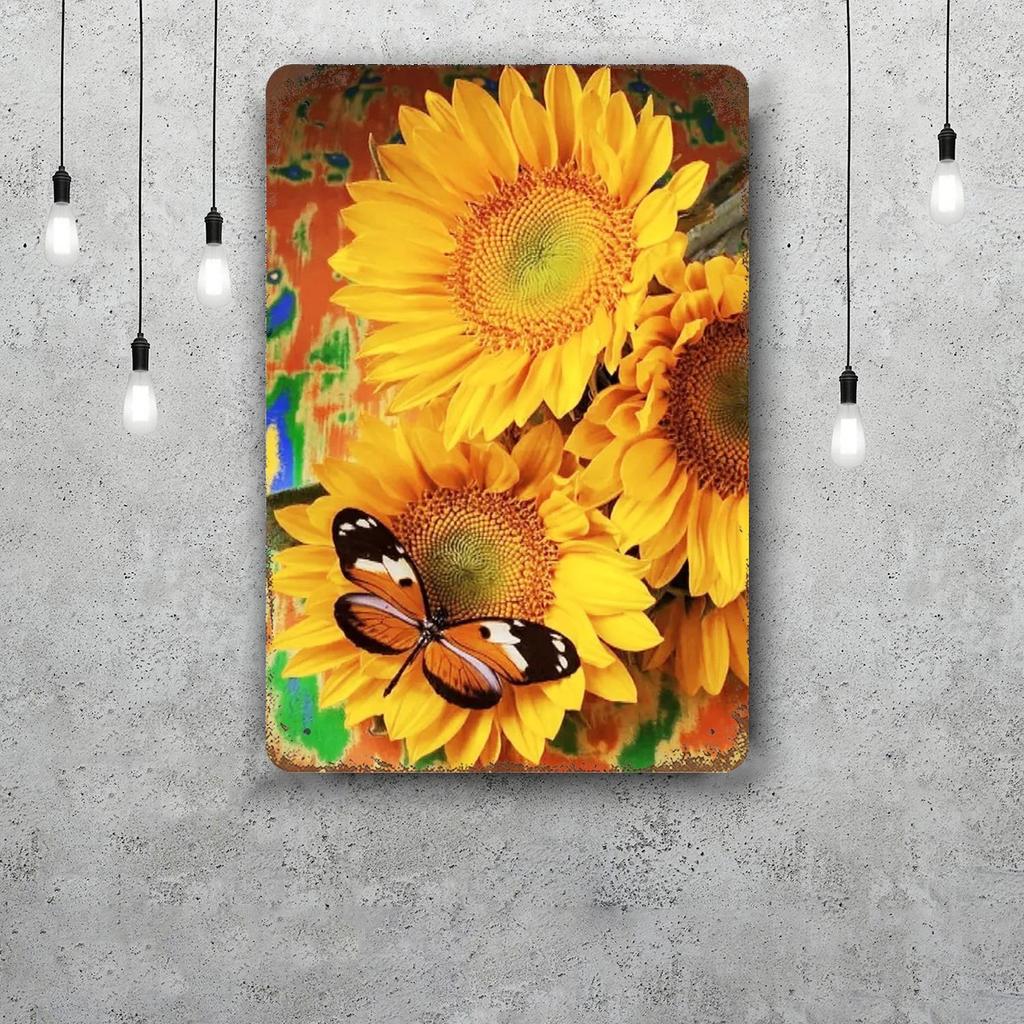 Sunflower Vintage Tin Sign Home Decor Wall Decor Art Wall Mural Room Decoration Decor Retro Metal Sign Plate Bar Posters