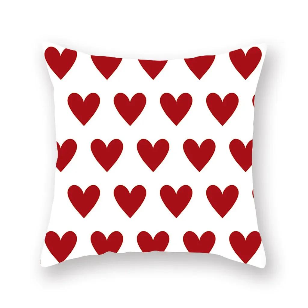 Red Black Series Heart Love Papa Pattern Print Soft Square Pillowslip Polyester Cushion Cover Pillowcase Living Room Home Decor