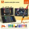 True Color Sparkle Glitter Pen: Double-Ended, Soft Tip, Two-Color, Fluorescent Watercolor Marker for Art Students