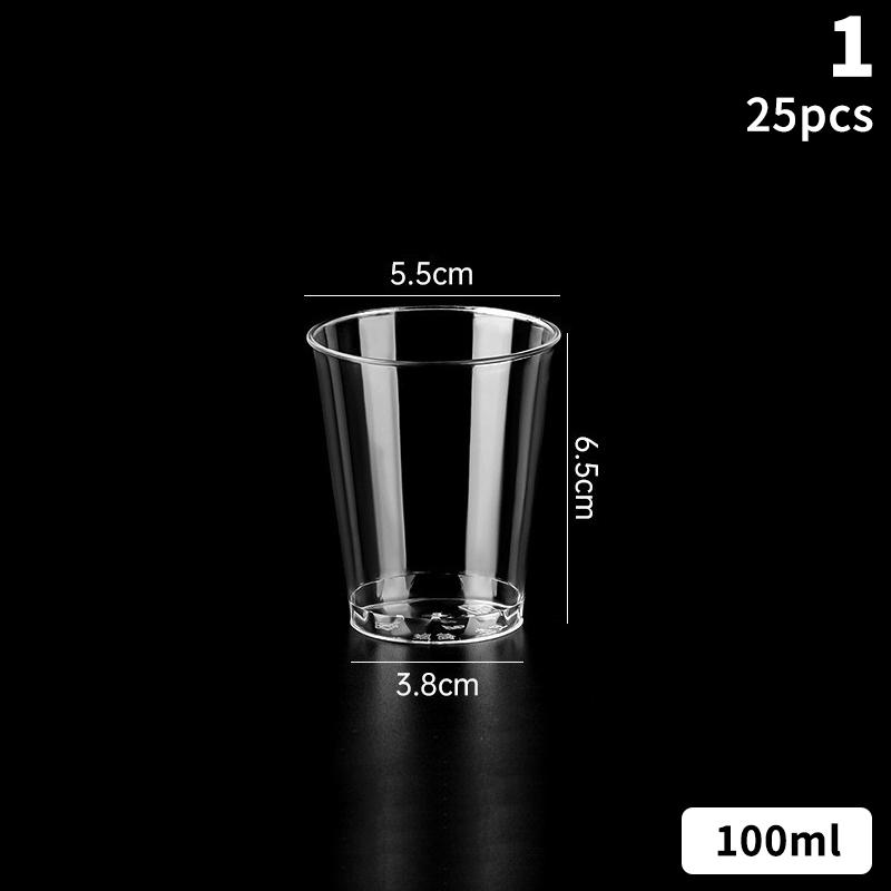 25pcs Disposable Cup Hard Aviation Cup Water Cup Food Grade Plastic Wine Glasses Household Thickened Space Cup Wine Cup