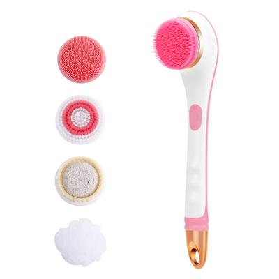 Electric Silicone Bath Brush Back Scrubber 4 Brush Heads USB Rechargeable Rotating Shower Massager