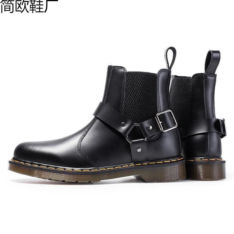 Martin Boots Chelsea Boots Women's Couple Large Size Locomotive Boots Women's Leather Short Boots One Pedal