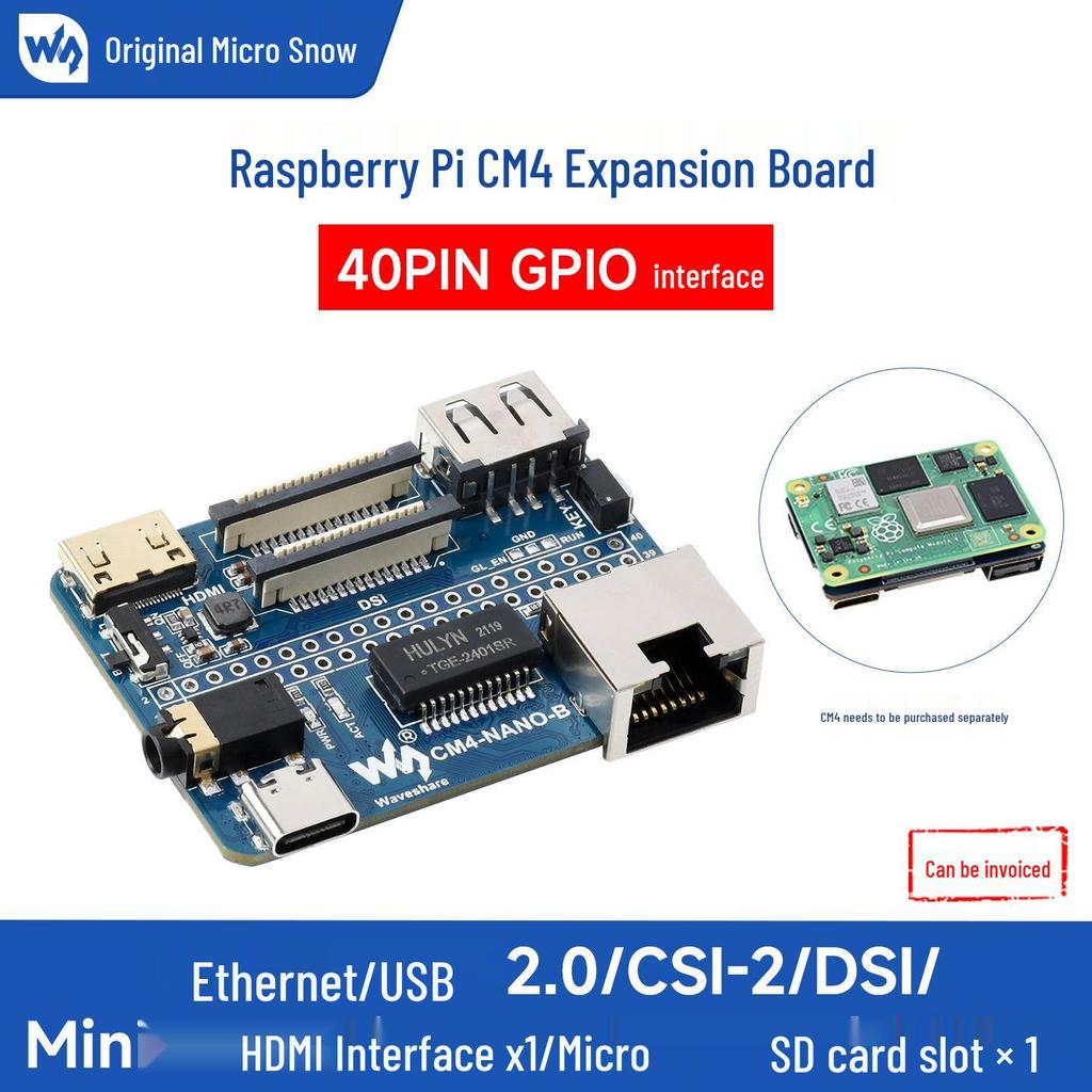 MicroSnow CM4 Expansion Board Type B with HDMI & Gigabit Ethernet for Raspberry Pi