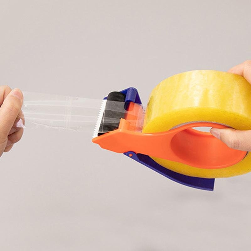 Desktop Adhesive Tape Dispenser - Purple/Yellow Heavy Duty Tape Cutter For Office, Home & Packaging A