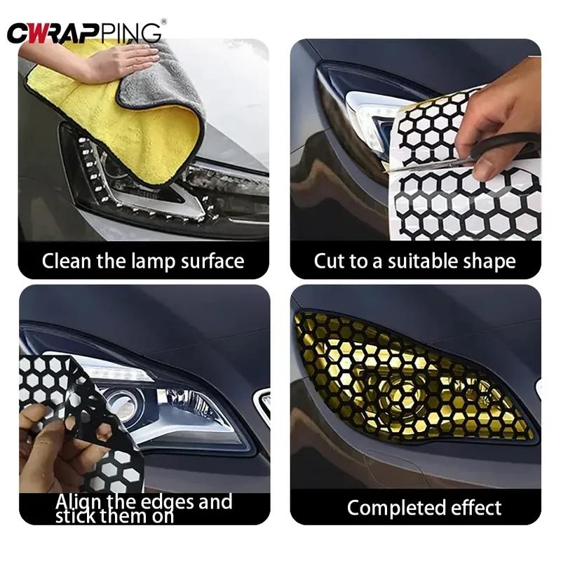 Honeycomb Car Rear Tail Light Decoration Stickers Vinyls Foil Wrap Car Tint Film Covering Photochromatic Headlights Stickers