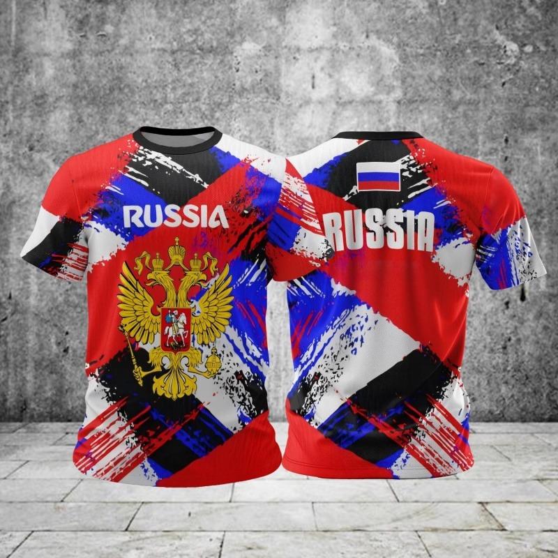Russia Flag Map Pattern T Shirt For Printed T-Shirts Summer Casual Round Neck Tees Loose Short Sleeve Top