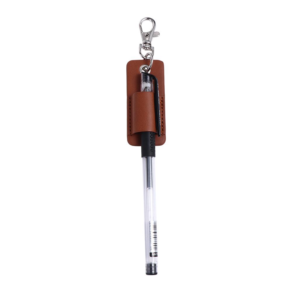 Pu Leather Pen Storage Sleeve Pouch Pen Protector Keyring Pen Holder Keychain Pencil Organizer