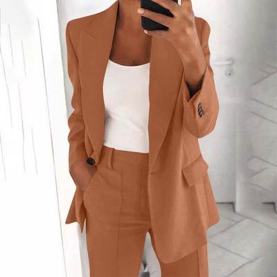 Women's Spring Fashion Polo Senior Slim Lapel Cardigan Temperament Suit Jacket Set Plus Size