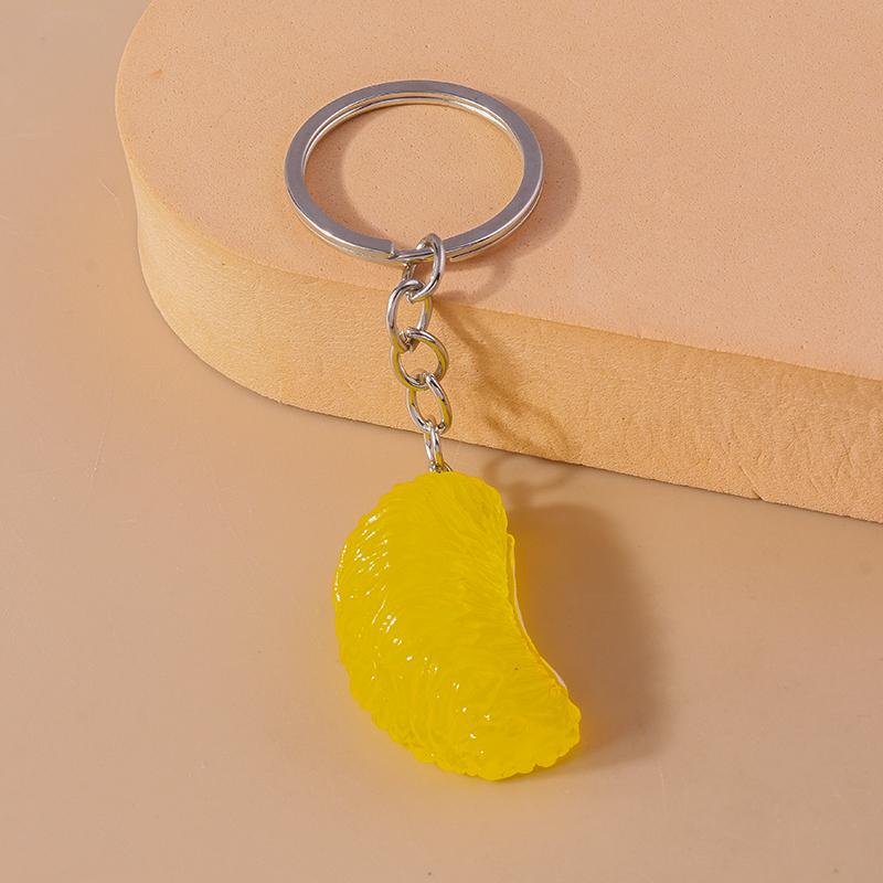 Cute 3D Orange Keychain Simulation Fruit Food Key Ring Pendants for Women Girls Handbag Decor DIY Jewelry Gifts