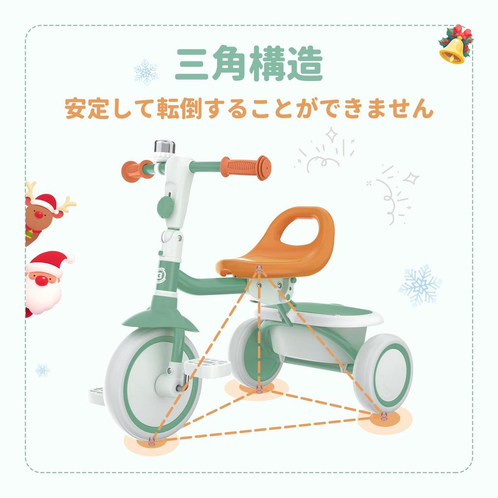 Besrey Kids Tricycle with Storage Tricycle for Ages and Ages Running Toy for Kids Celebration Green Bell, 2-in-1 1, 2, 3, 1-5, Bike, Ride-on Toddlers,