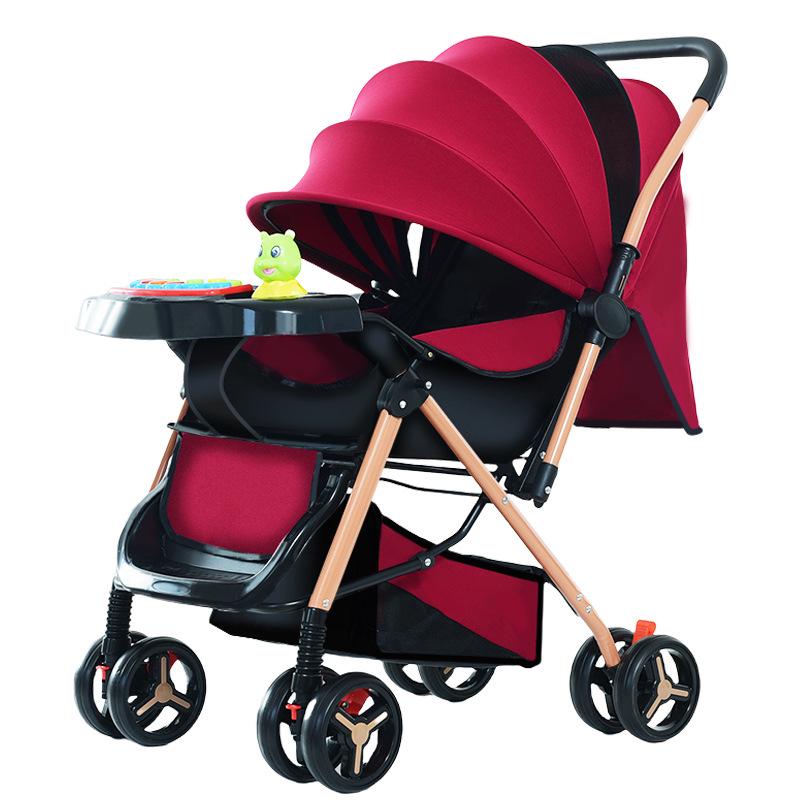 Newborn 4-Season Stroller: Foldable, Spacious, Shock-Absorbing for Sitting & Lying Down.