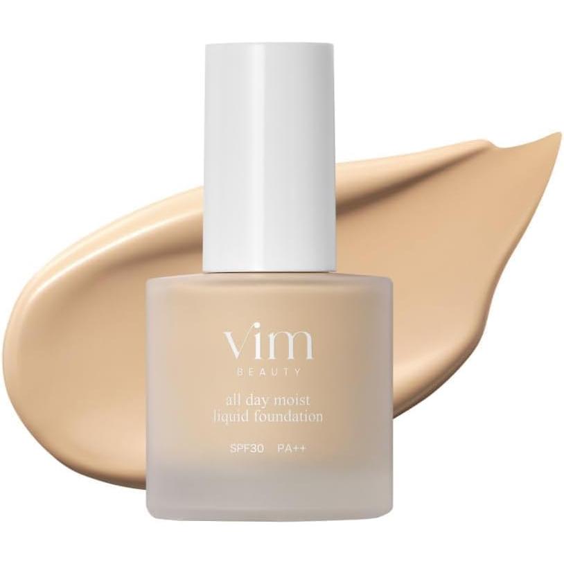 vim beauty all day moist liquid foundation Liquid foundation SPF30 PA++ Anti-dull x 24 hour hold Contains 79% beauty essence Bare skin illusion