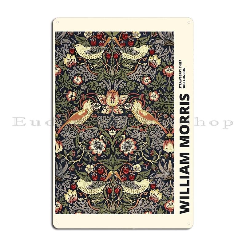 Bird And Pomegranate Exhibition William Morris Strawberry by Zouzounio Art Metal Plaque Rusty Wall Plaque Tin Sign Poster