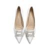 2025 New White Wedding Shoes Crystal Rhinestone Bridesmaids Bride Shoes Thin Heel Pointed Light Mouth Dress High Heel Single Shoes