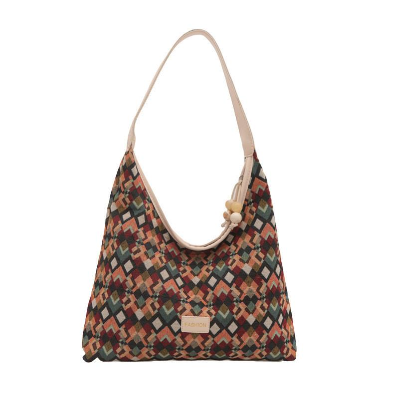 Trendy Street Style Handbag For Women Unique Plaid Shoulder Bag Summer 2024 коричневый