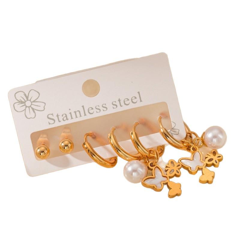 European and American Stainless Steel Heart, Star, and Butterfly Shape Accessory Set for Women