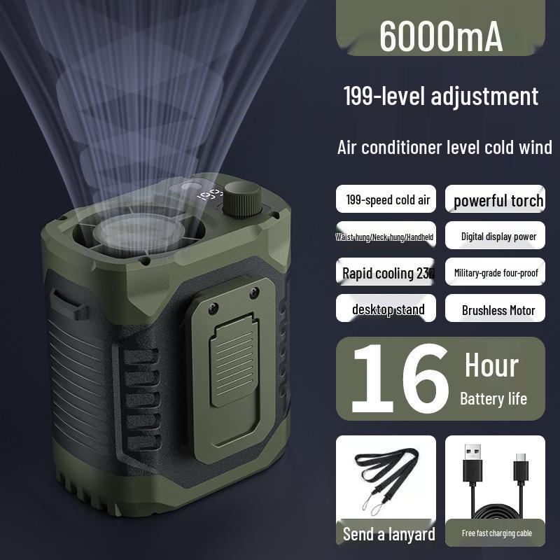 High-Speed Portable USB Waist Clip Fan for Outdoor Use