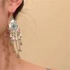 New Chinese style imitation turquoise ethnic style earrings women's niche fringed earrings fashionable versatile style earrings