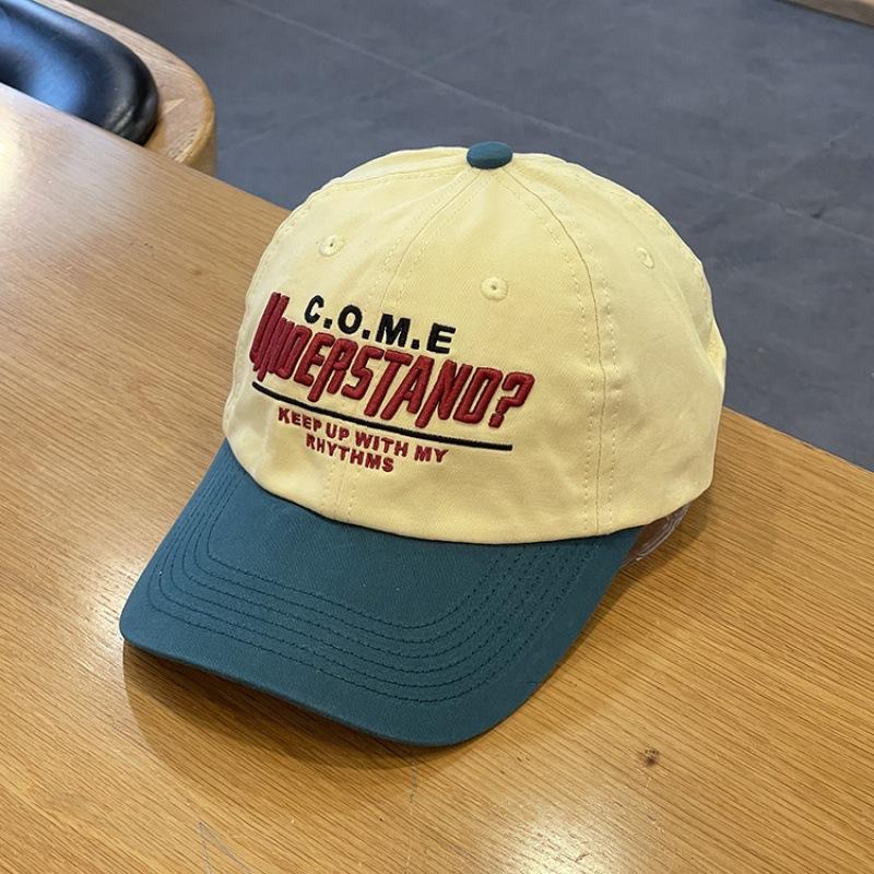 Couple Contrasting Color Semi Soft Top Baseball Cap Spring and Summer High Quality Korean Version Letter Embroidery Color Blocking Cap Men