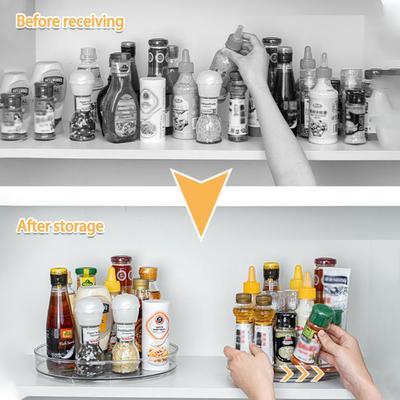 360° Rotating Storage Trays Kitchen Cabinet Spice Turntable Multifunction Bathroom Makeup Clear Organizer Kitchen Accessories