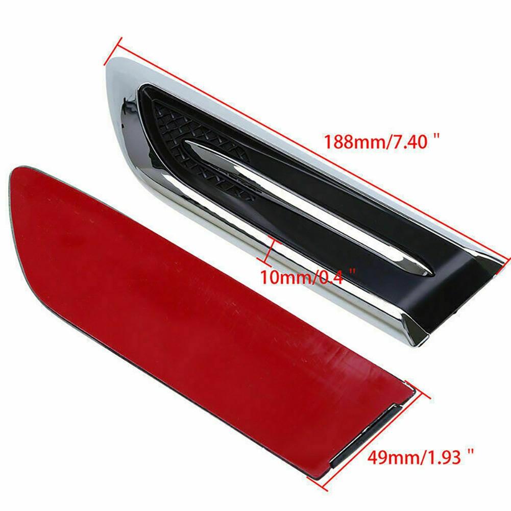 2pcs Universal Car Auto Air Flow Fender Stickers Chrome Side Hood Vent Decals Auto Exterior